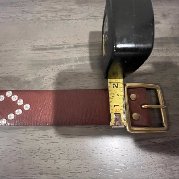 Linea Pelle Leather Crystal & Studs Belt - Dark Brown - Size Large - Like New! - Picture 8 of 8